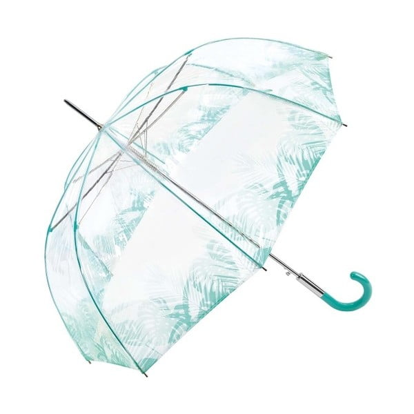 Birdcage Tropical Leaves átlátszó esernyő kék részletekkel, ⌀ 86 cm