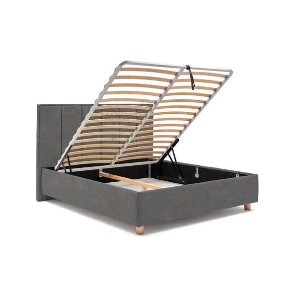 Wega világosszürke kétszemélyes ágy ágyráccsal és tárolóhellyel, 180 x 200 cm - AzAlvásért-image-4
