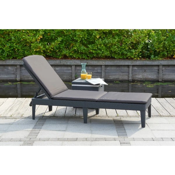 Sötétszürke műanyag kerti napozóágy Jaipur – Keter-image-1