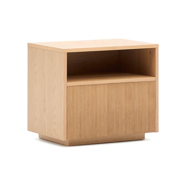 Natúr színű éjjeliszekrény tölgyfa dekorral Helvine – Kave Home