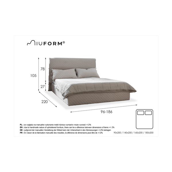 Bézs kárpitozott egyszemélyes ágy tárolóhellyel, ágyráccsal 90x200 cm Sleepy Luna – Miuform-image-4