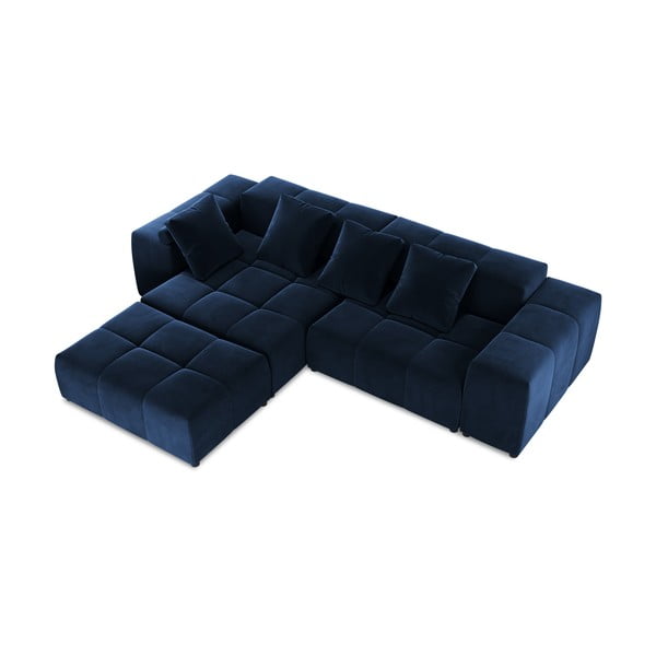 Kék bársony sarokkanapé (variálható) Rome Velvet - Cosmopolitan Design-image-3