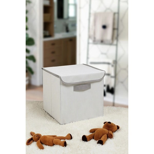 Szürke fedeles textil tárolódoboz 30x30x30 cm – Mioli Decor-image-1