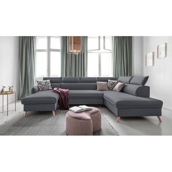 Sötétszürke kinyitható sarokkanapé (jobb oldali) Sweet Harmony – Miuform-image-1