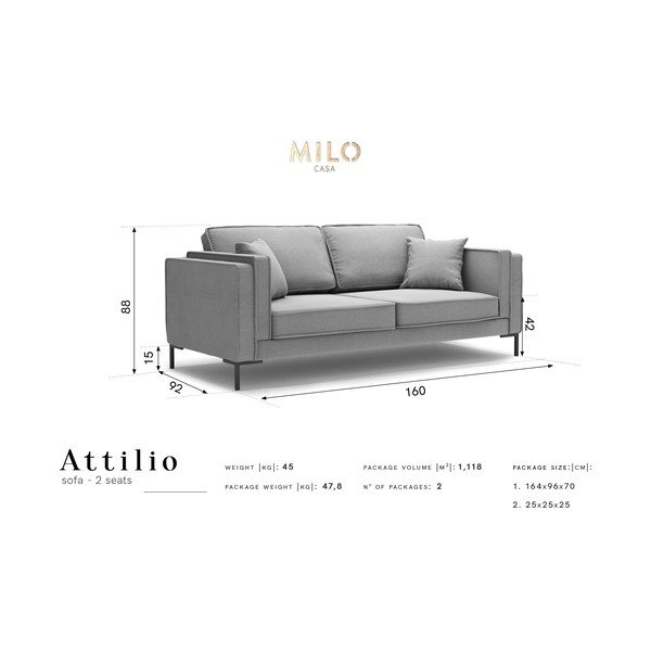 Attilio sárga kanapé, 160 cm - Milo Casa-image-4