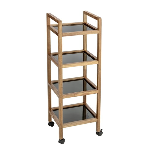 Fekete-natúr színű akácfa fürdőszobai polcos állvány 35x101,5 cm Fondi – Wenko