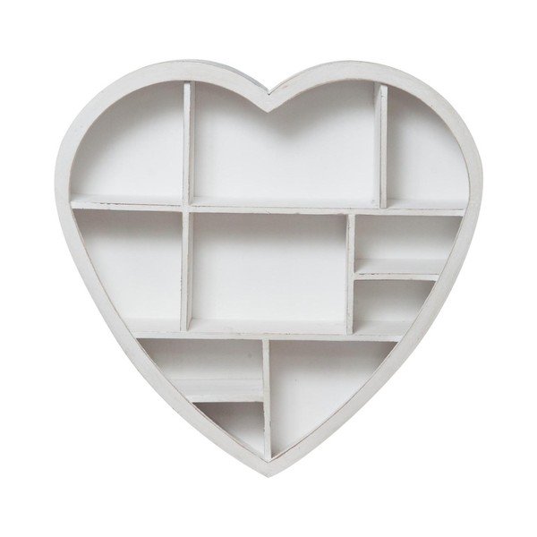 Heart fehér fa fali könyvespolc, 61 x 60 cm - Crido Consulting