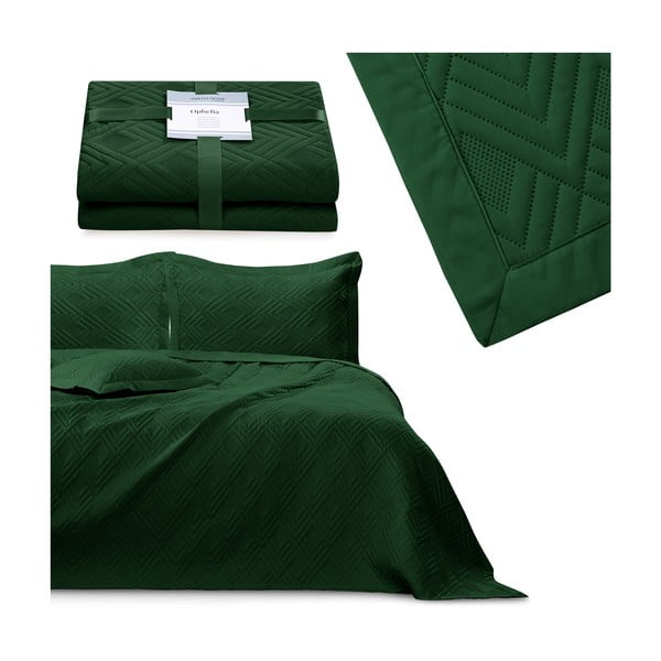 Sötétzöld mikroszálas steppelt ágytakaró 220x240 cm Ophelia – Restilo-image-4