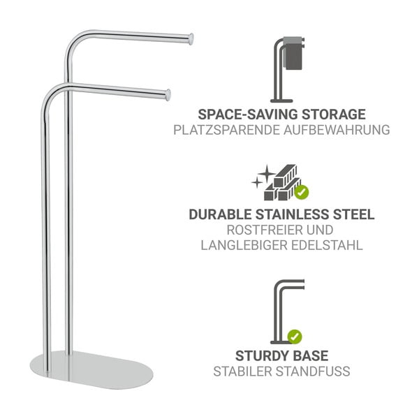 Fényes ezüstszínű rozsdamentes acél törölközőtartó állvány Levante – Wenko-image-2