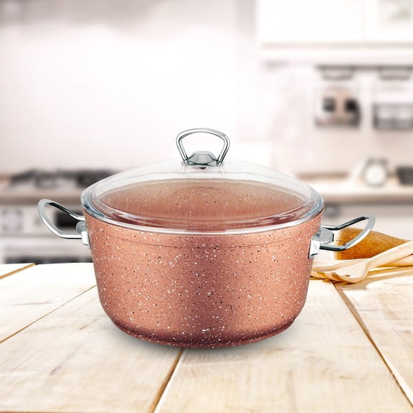 Classic rózsaszín alumínium edény fedővel, ø 26 cm - Güral Porselen-image-1