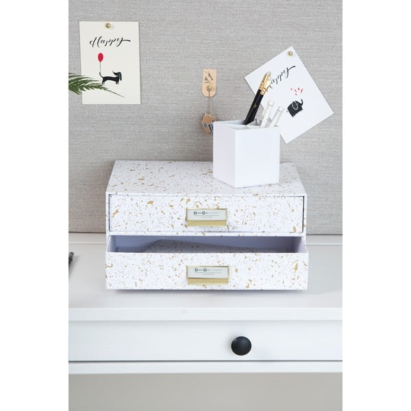 Birger aranyszínű-fehér doboz 2 fiókkal - Bigso Box of Sweden-image-1