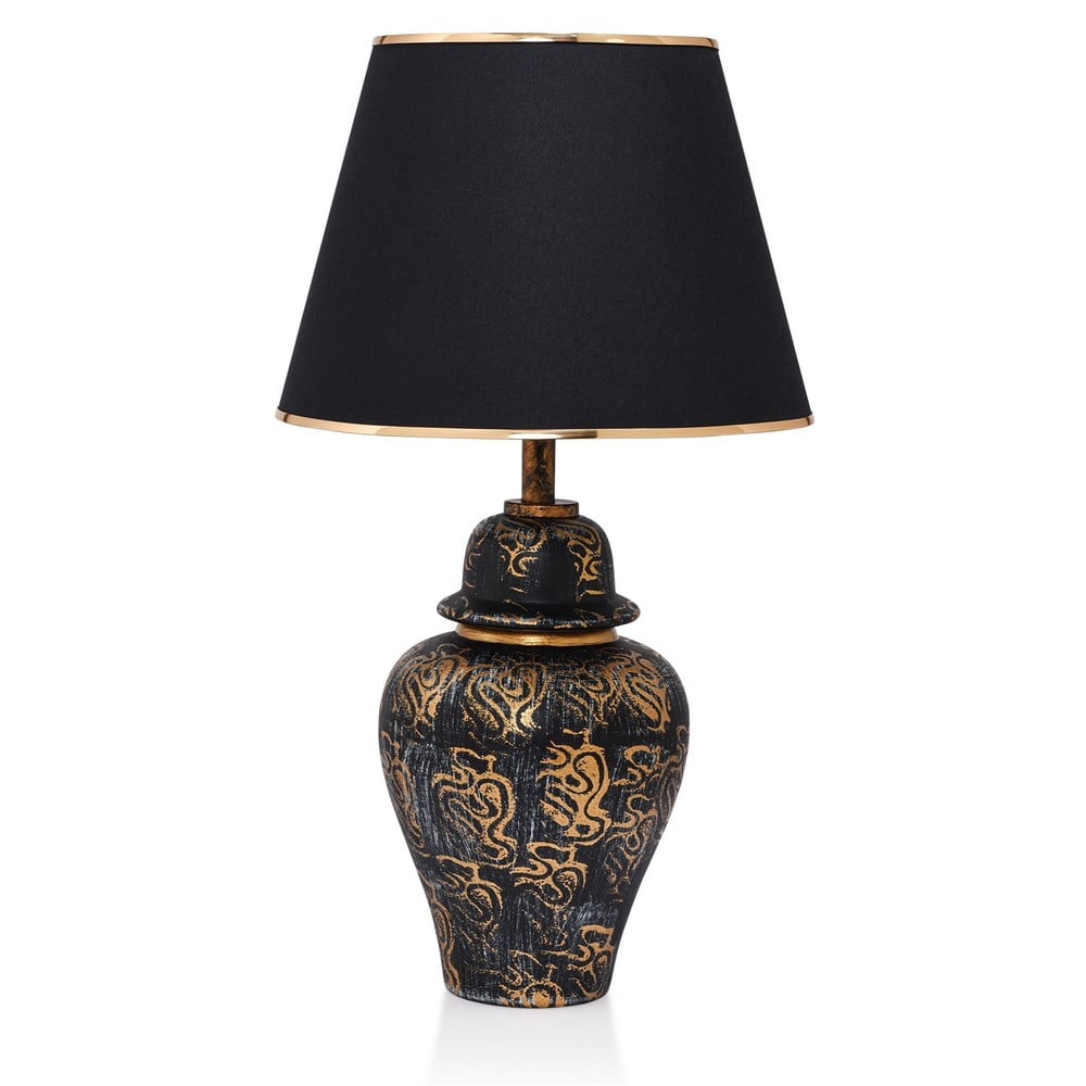 Fekete asztali lámpa textil búrával (magasság 54 cm) Derin  Opviq lights