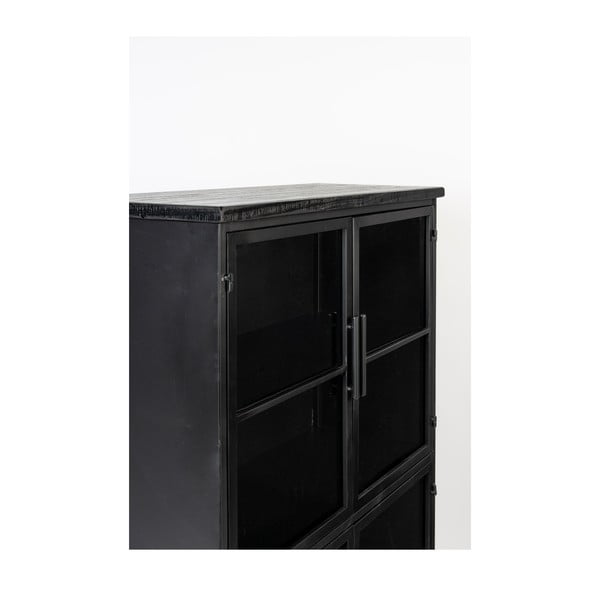 Fekete fém tálalószekrény 35x133 cm Ferre – White Label-image-3