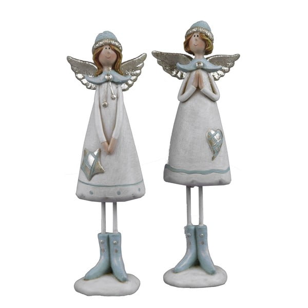 Winter 2 részes dekorációs sapkás angyalka szett, magassága 18 cm - Ego Dekor