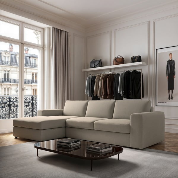 Bézs sarokkanapé (bal oldali-heverő résszel) Baga – Rodier-image-1