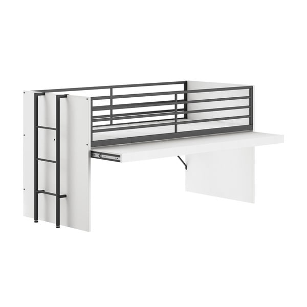 Fehér galéria gyerekágy íróasztallal, ágyráccsal 90x200 cm Sam – Vipack