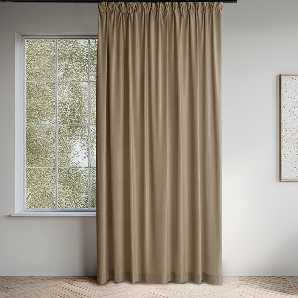 Bézs bársony dimout (részleges sötétítő) függöny 200x175 cm Velto – Filumi-image-1