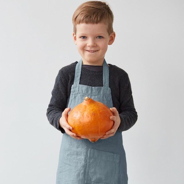 Regular kék gyerek len kötény, 67 x 57 cm - Linen Tales-image-2