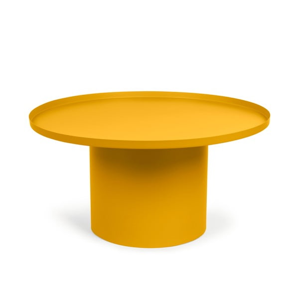 Mustársárga fém kerek dohányzóasztal ø 72 cm Fleksa – Kave Home