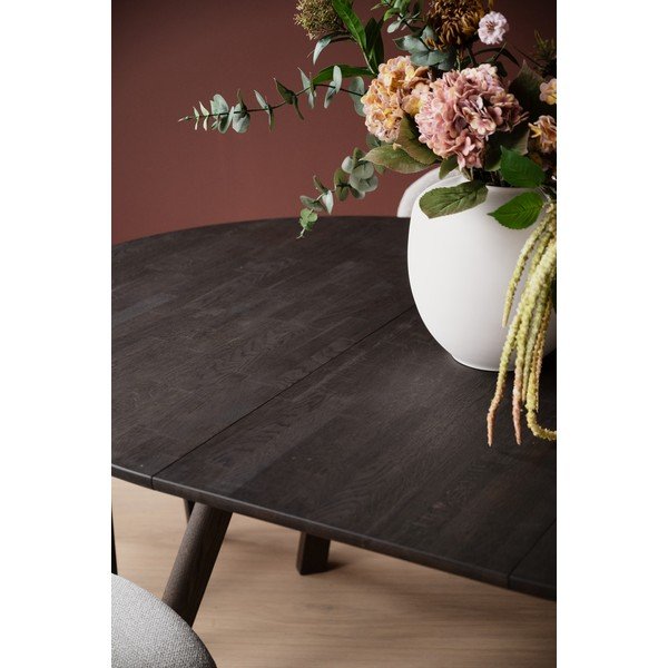 Tölgyfa kerek bővíthető étkezőasztal ø 140 cm Clapperton – Rowico-image-3