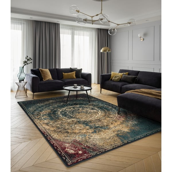 Petróleumkék gyapjú szőnyeg 160x240 cm Ann – Agnella-image-1