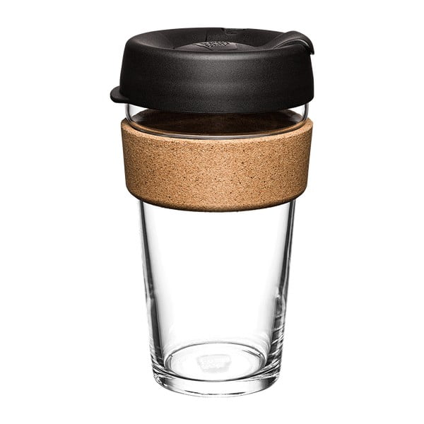 Fekete-barna utazóbögre 454 ml Brew Cork Black L – KeepCup