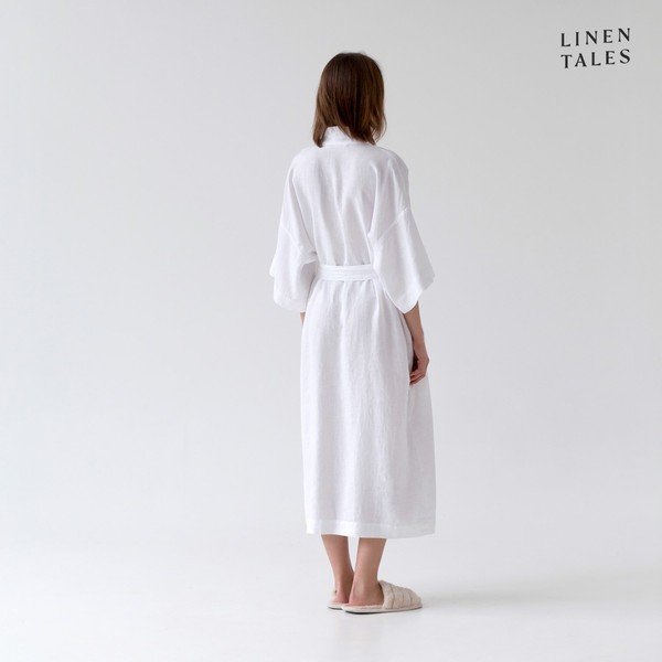 Fehér len fürdőköpeny S/M Summer – Linen Tales-image-1