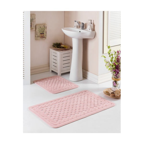 Hasir 2 db-os púder rózsaszín fürdőszobai kilépő szett