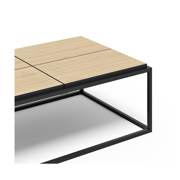 Fekete-natúr színű dohányzóasztal tölgyfa dekoros asztallappal 75x120 cm Douro – TemaHome-image-4