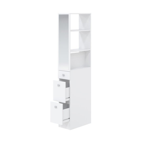 Fehér magas fürdőszoba szekrény tükörrel 24x180 cm Combi - TemaHome -image-3
