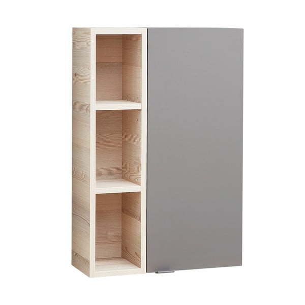 Szürke-natúr színű fali fürdőszoba szekrény borovi fenyő dekorral 70x45 cm Quickset 394 – Pelipal