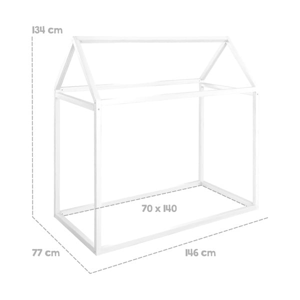 Fehér borovi fenyő házikó alakú gyerekágy matraccal-ágyrács nélkül 70x140 cm House Bed – Roba-image-4