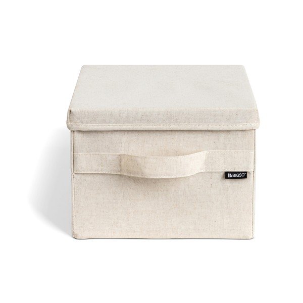Bézs fedeles textil tárolódoboz 27x36x19 cm Soft Storage Small – Bigso