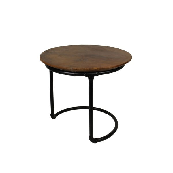 Pipe kisasztal teakfa asztallappal, ⌀ 48 cm - HSM collection