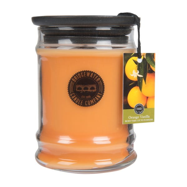 Narancs és vanília illatú gyertya üveg tartóban, égési idő 65-85 óra - Creative Tops