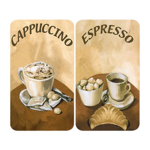 Edzett üveg tűzhely fedőlap szett 2 db-os 30x52 cm Coffee – Wenko