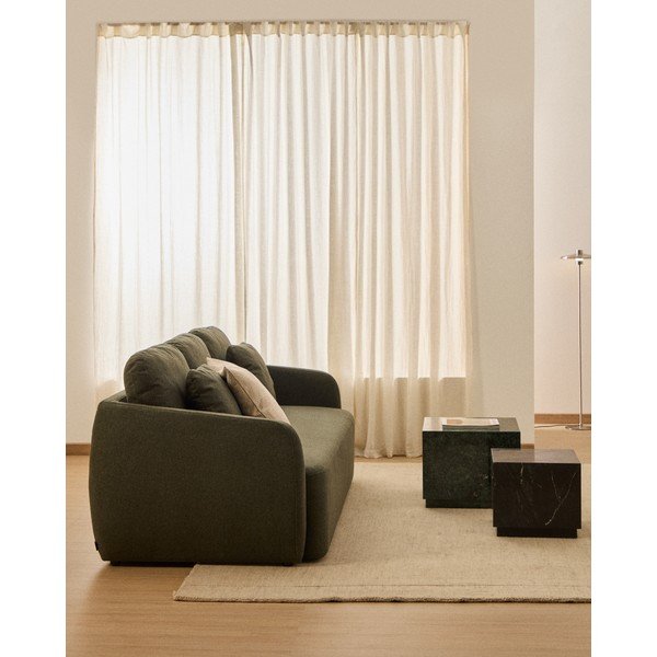 Sötétzöld zsenília kinyitható kanapé 218 cm Laira – Kave Home-image-1