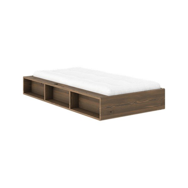 Sötét natúr színű borovi fenyő egyszemélyes ágy ágytámla nélkül ágyráccsal 90x200 cm Ziggy – Karup-image-1