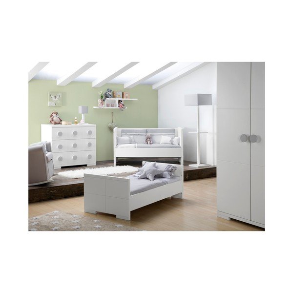 Blanca fehér rácsos ágy, egyszemélyes ággyá alakítható, 140 x 70 cm - Núvol-image-3