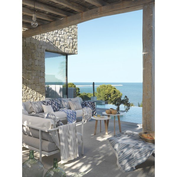 Sötétkék pamutkeverék takaró 140x180 cm Mallorca – Euromant-image-1