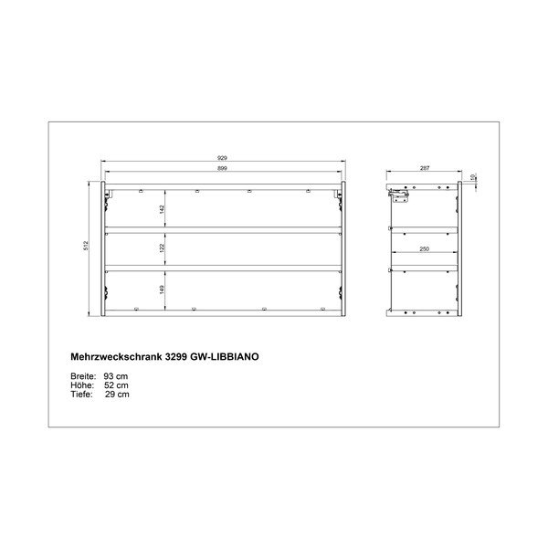 Krémszínű függő szekrény tölgyfa dekorral 93x52x29 cm Libbiano – Germania-image-4