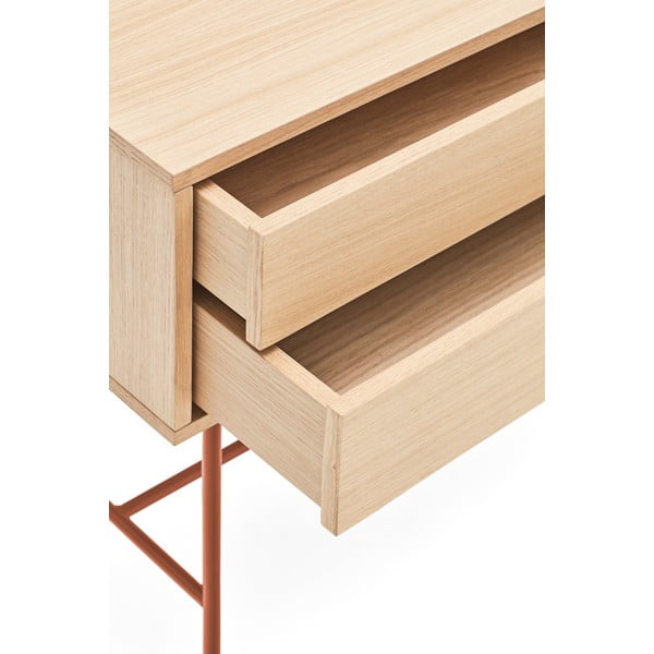 Yoko téglavörös konzolasztal tölgyfa dekorral - Teulat-image-3