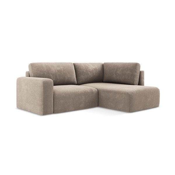 Bézs zsenília kinyitható-tárolóhelyes sarokkanapé (jobb oldali-L alakú) Kona – Makamii-image-2