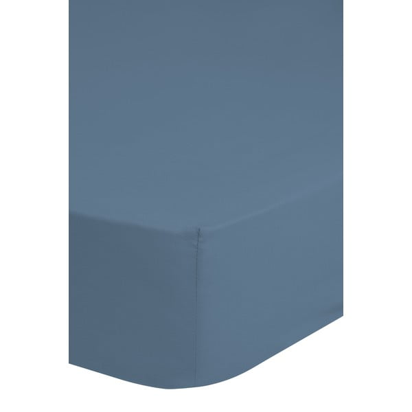 Kék pamut-szatén gumis lepedő, 180 x 200 cm - HIP