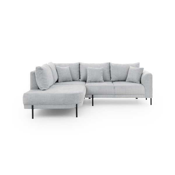 Világosszürke zsenília sarokkanapé (bal oldali-L alakú) Mauris  – Ropez