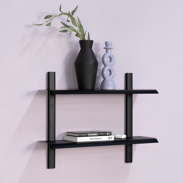 Fekete többszintes fém fali polc 60 cm Hola – Spinder Design-image-1