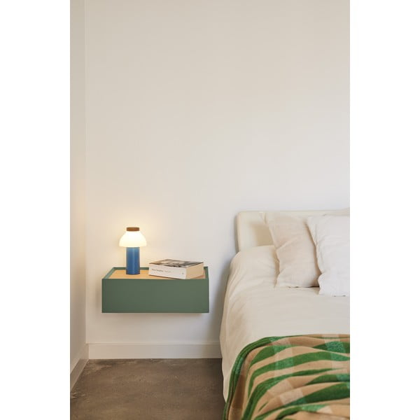 Zöld függő éjjeliszekrény tölgyfa dekoros asztallappal Arista – Teulat-image-1