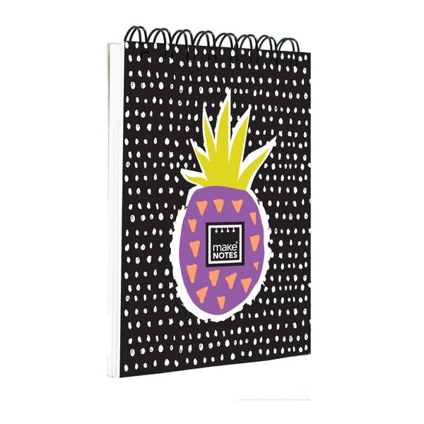 Sweet Pineapple fekete jegyzettömb, A7 - Makenotes