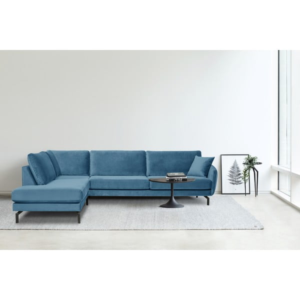 Magic kék bársony sarokkkanapé, bal oldali - Scandic-image-1