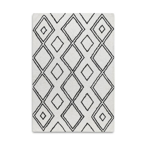 Morocco fekete-fehér kézzel szőtt pamut szőnyeg, 140 x 200 cm - HF Living